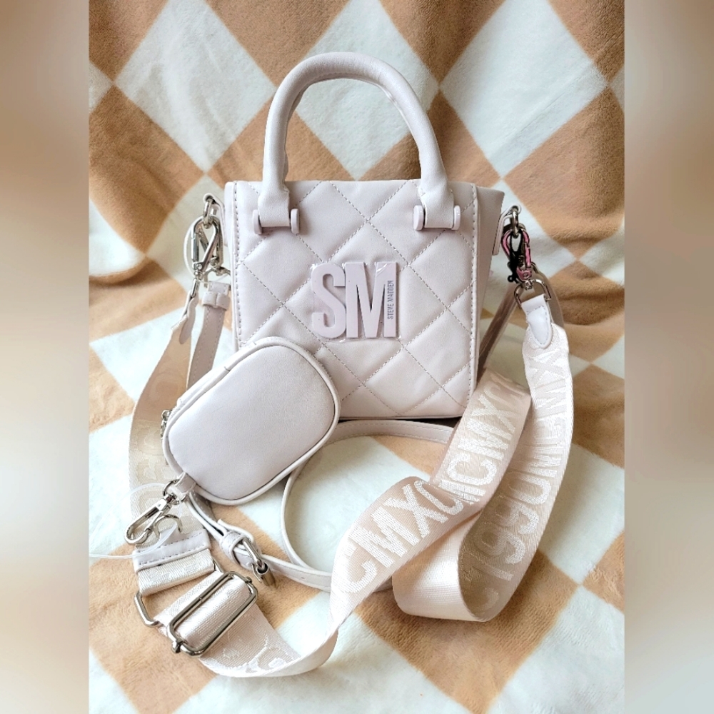 NWT Steve Madden Chalk Bbabi Crossbody Satchel Bag with Removable Case.